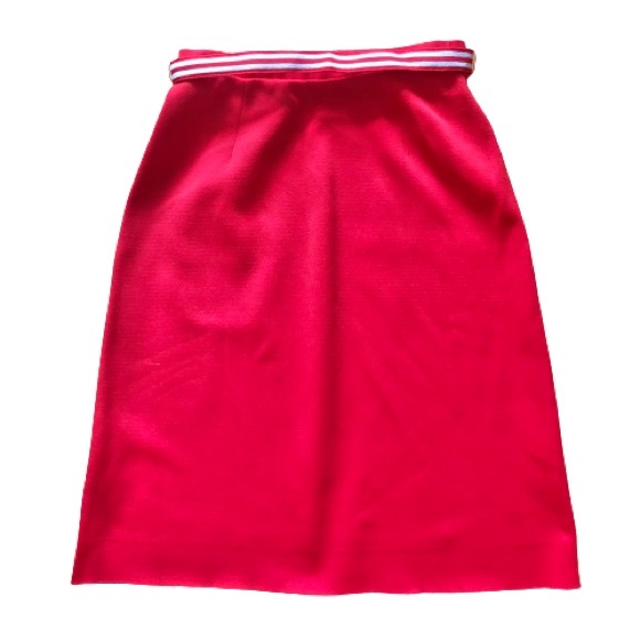 Vintage 70s Red Belted A-Line ILGWU USA Made Midi Skirt - Picture 4 of 14